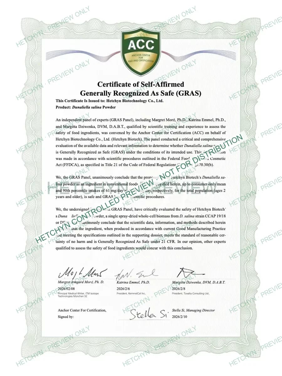 Protected watermarked preview of Self-Affirmed GRAS credential